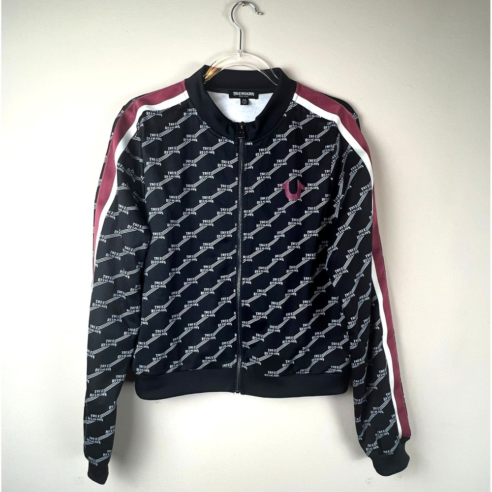 True Religion‎ Womens XL Monogram Track Suit Set Snap Leg Y2K Streetwear